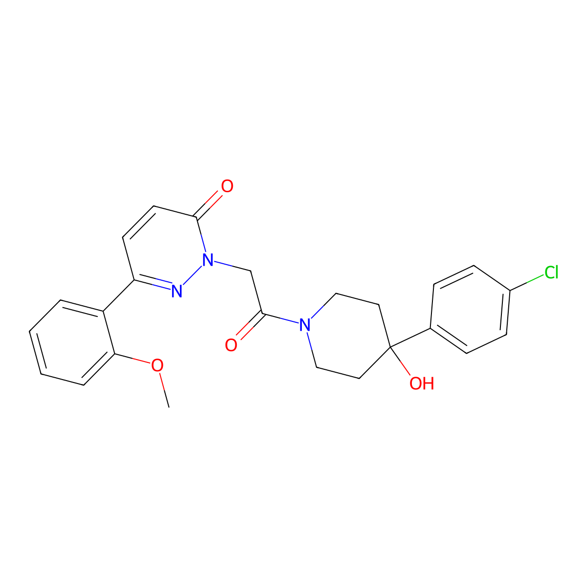2-{2-[4-(4-chlorophenyl)-4-hydroxypiperidino]-2-oxoethyl}-6-(2-methoxyphenyl)-3(2H)-pyridazinone molecular structure, CAS 1435995-47-3