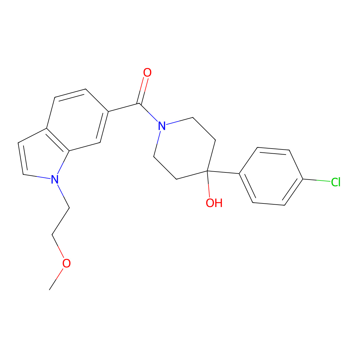 [4-(4-chlorophenyl)-4-hydroxypiperidino][1-(2-methoxyethyl)-1H-indol-6-yl]methanone molecular structure, CAS 1435995-50-8