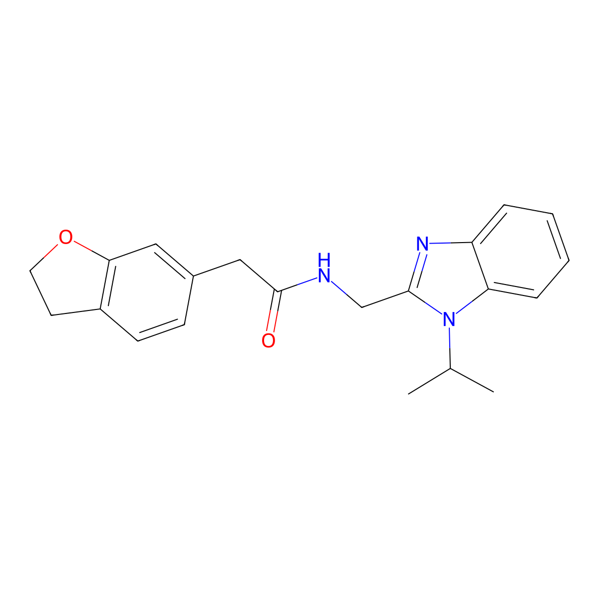 2-(2,3-dihydro-1-benzofuran-6-yl)-N-[(1-isopropyl-1H-1,3-benzimidazol-2-yl)methyl]acetamide molecular structure, CAS 1435995-53-1