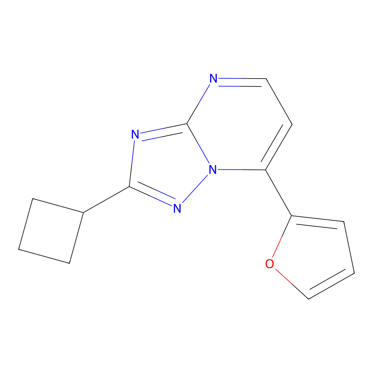2-Cyclobutyl-7-(2-furyl)[1,2,4]triazolo[1,5-a]pyrimidine molecular structure, CAS 1435995-63-3