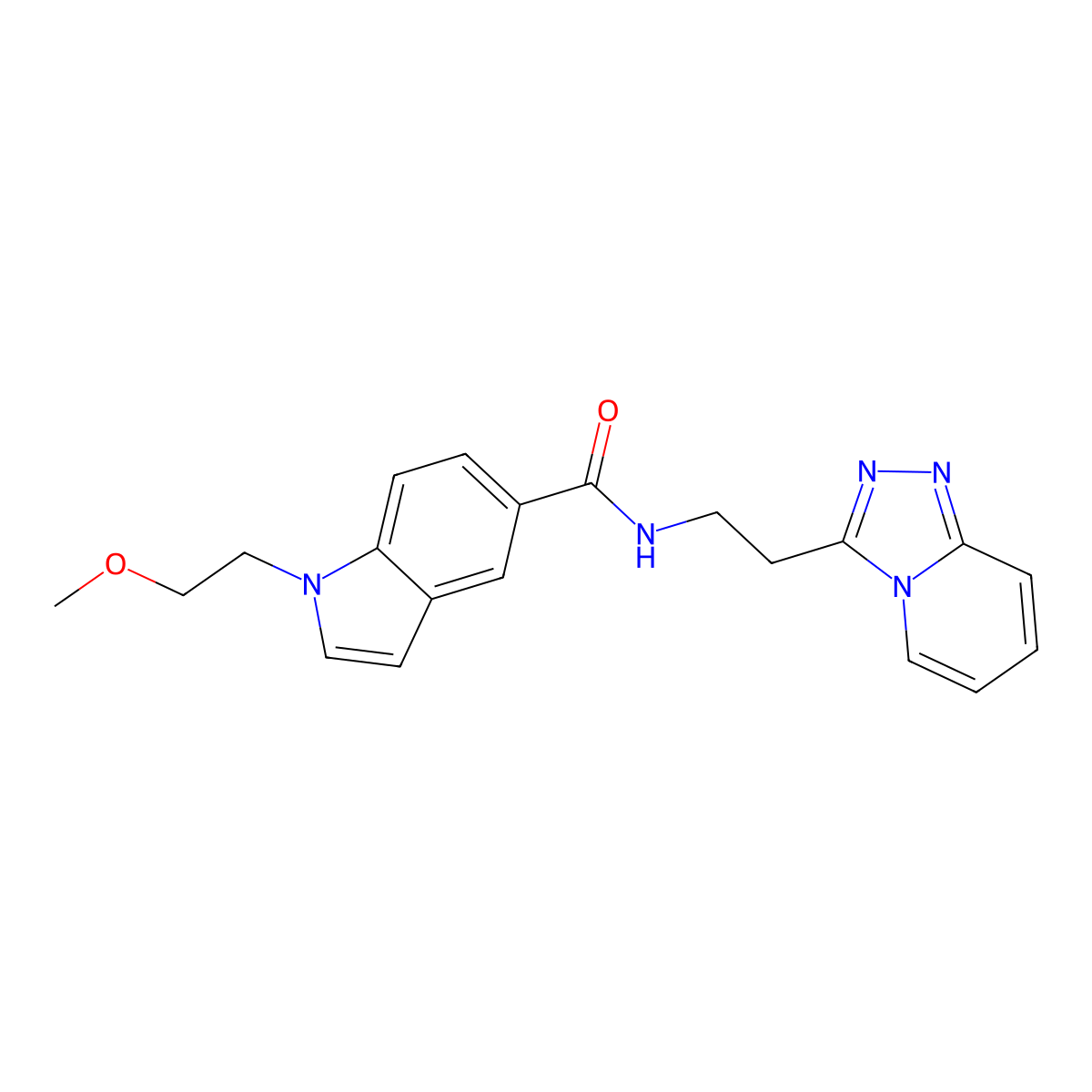 1-(2-methoxyethyl)-N-[2-([1,2,4]triazolo[4,3-a]pyridin-3-yl)ethyl]-1H-indole-5-carboxamide molecular structure, CAS 1435995-68-8