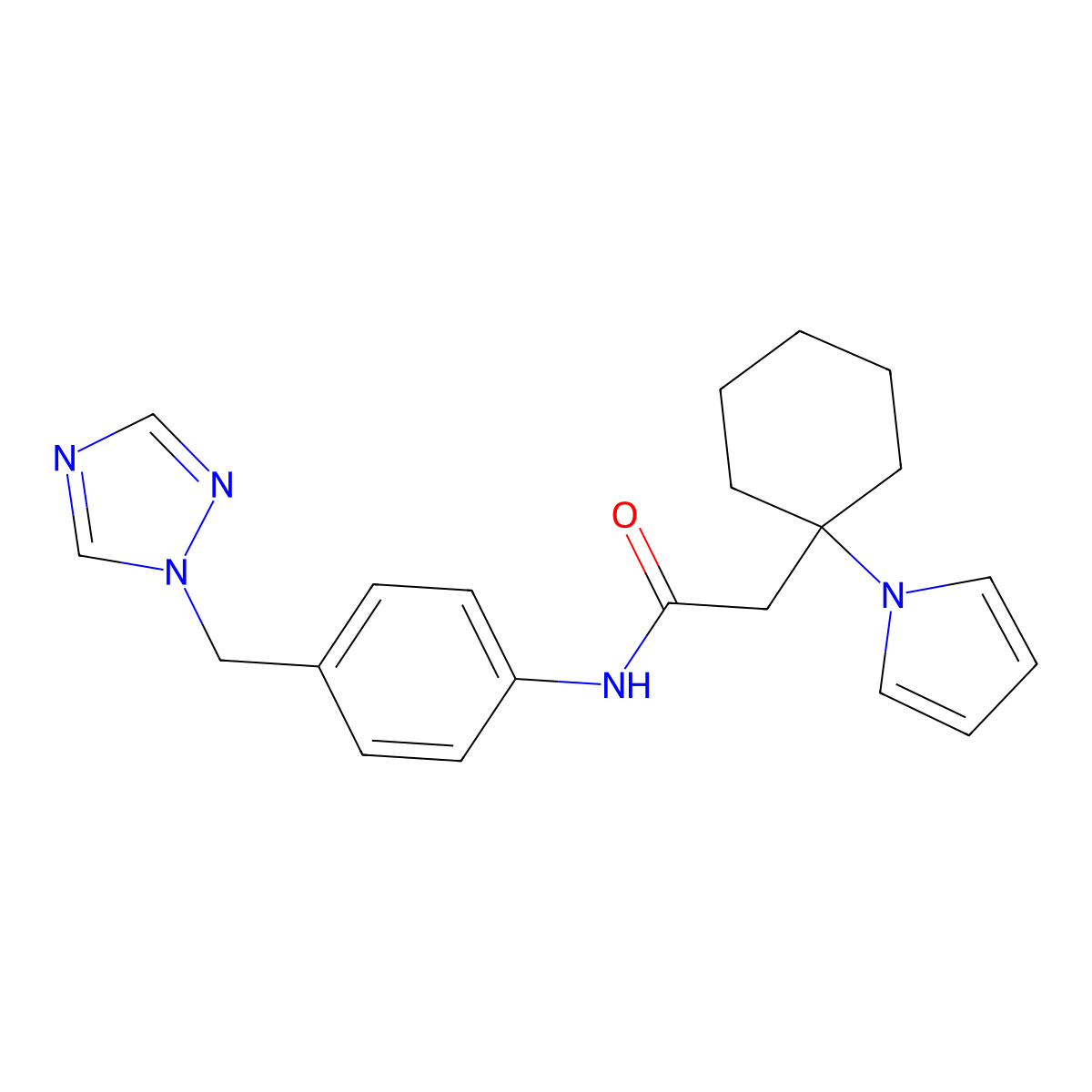 2-[1-(1H-pyrrol-1-yl)cyclohexyl]-N-[4-(1H-1,2,4-triazol-1-ylmethyl)phenyl]acetamide molecular structure, CAS 1435995-73-5