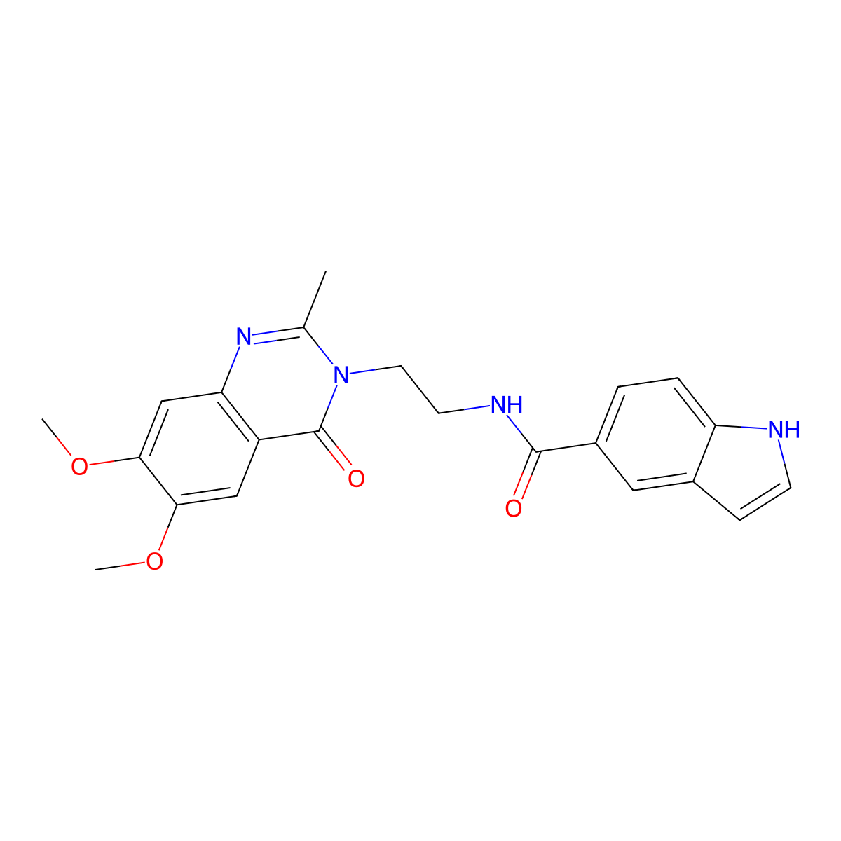 N-[2-(6,7-dimethoxy-2-methyl-4-oxoquinazolin-3(4H)-yl)ethyl]-1H-indole-5-carboxamide molecular structure, CAS 1435995-79-1