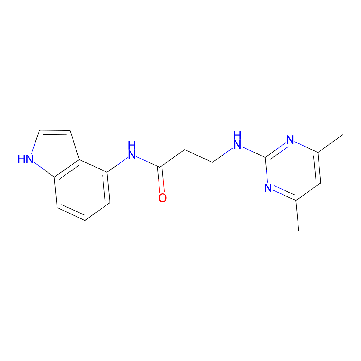 N~3~-(4,6-dimethylpyrimidin-2-yl)-N-1H-indol-4-yl-beta-alaninamide molecular structure, CAS 1435995-82-6
