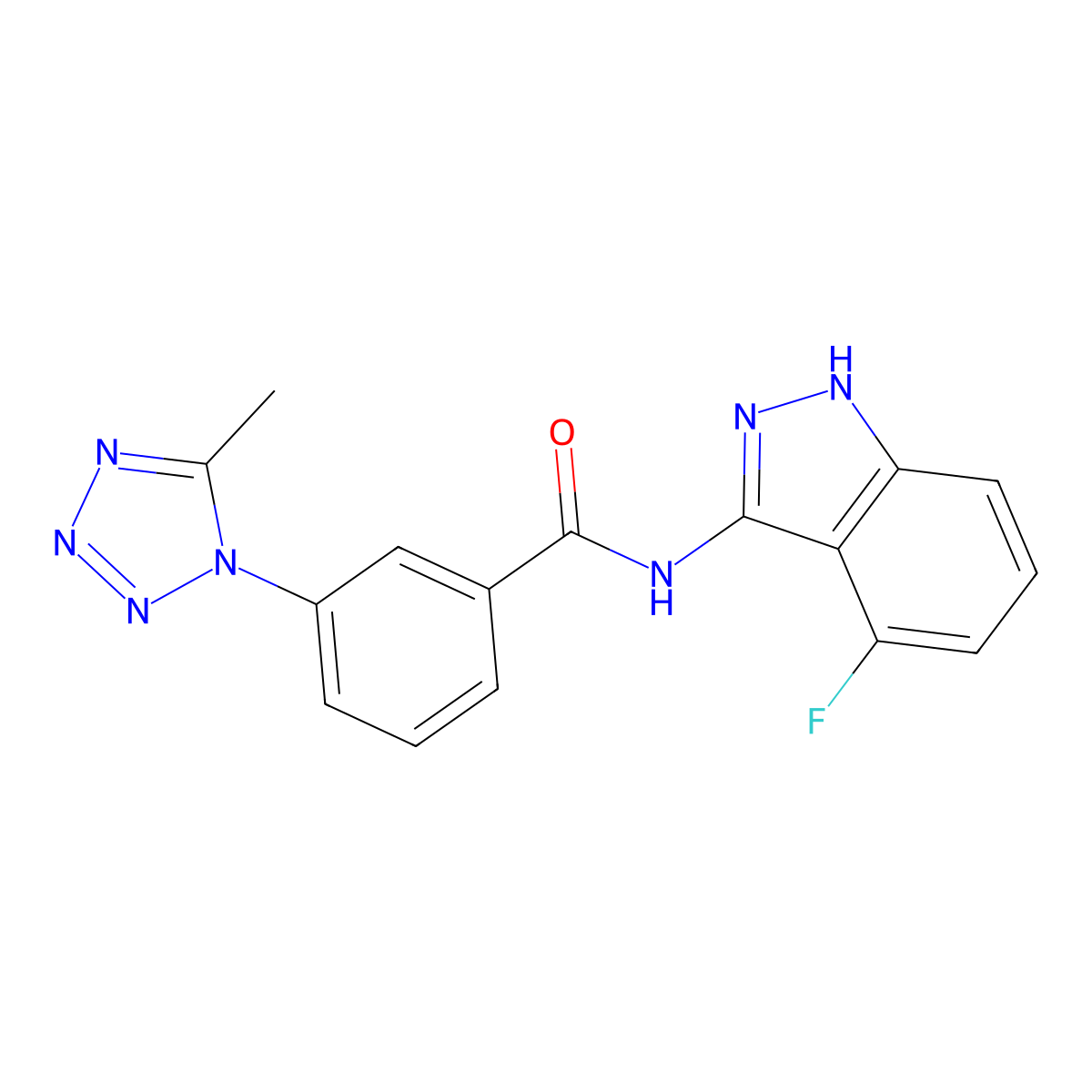 N-(4-fluoro-2H-indazol-3-yl)-3-(5-methyl-1H-tetrazol-1-yl)benzamide molecular structure, CAS 1435995-85-9
