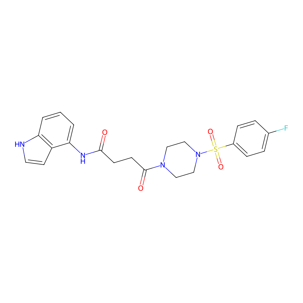 4-{4-[(4-fluorophenyl)sulfonyl]piperazin-1-yl}-N-(1H-indol-4-yl)-4-oxobutanamide molecular structure, CAS 1435995-86-0