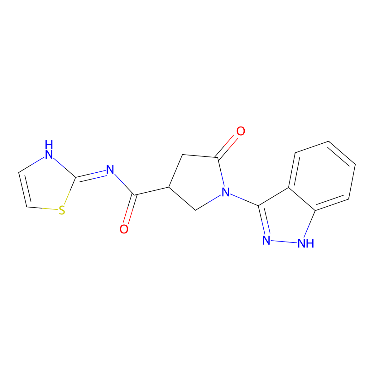 1-(1H-indazol-3-yl)-5-oxo-N-(thiazol-2-yl)pyrrolidine-3-carboxamide molecular structure, CAS 1435996-09-0