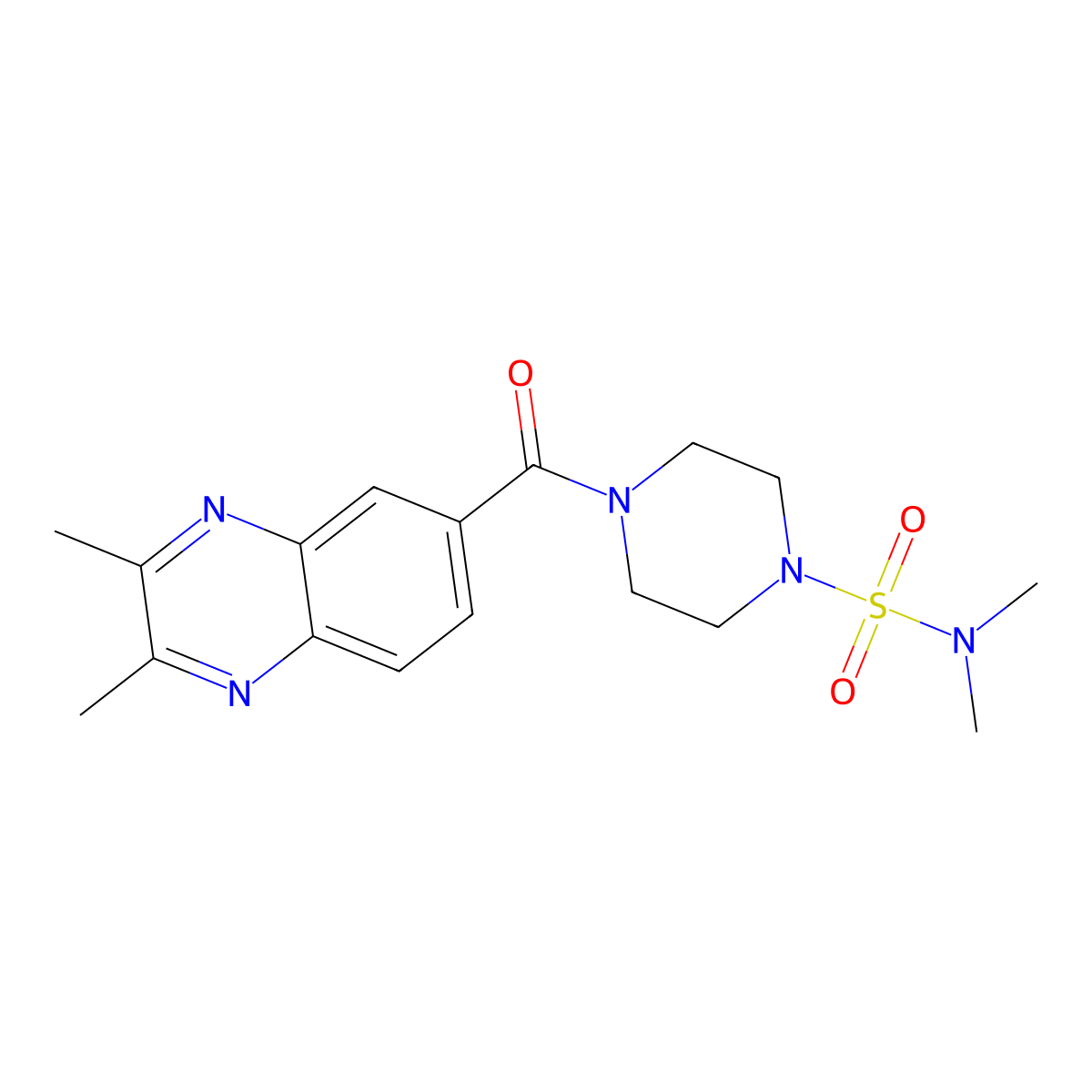 4-[(2,3-dimethyl-6-quinoxalinyl)carbonyl]-N,N-dimethyltetrahydro-1(2H)-pyrazinesulfonamide molecular structure, CAS 1435996-10-3
