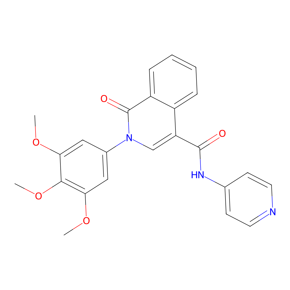 1-oxo-N-(pyridin-4-yl)-2-(3,4,5-trimethoxyphenyl)-1,2-dihydroisoquinoline-4-carboxamide molecular structure, CAS 1435996-12-5