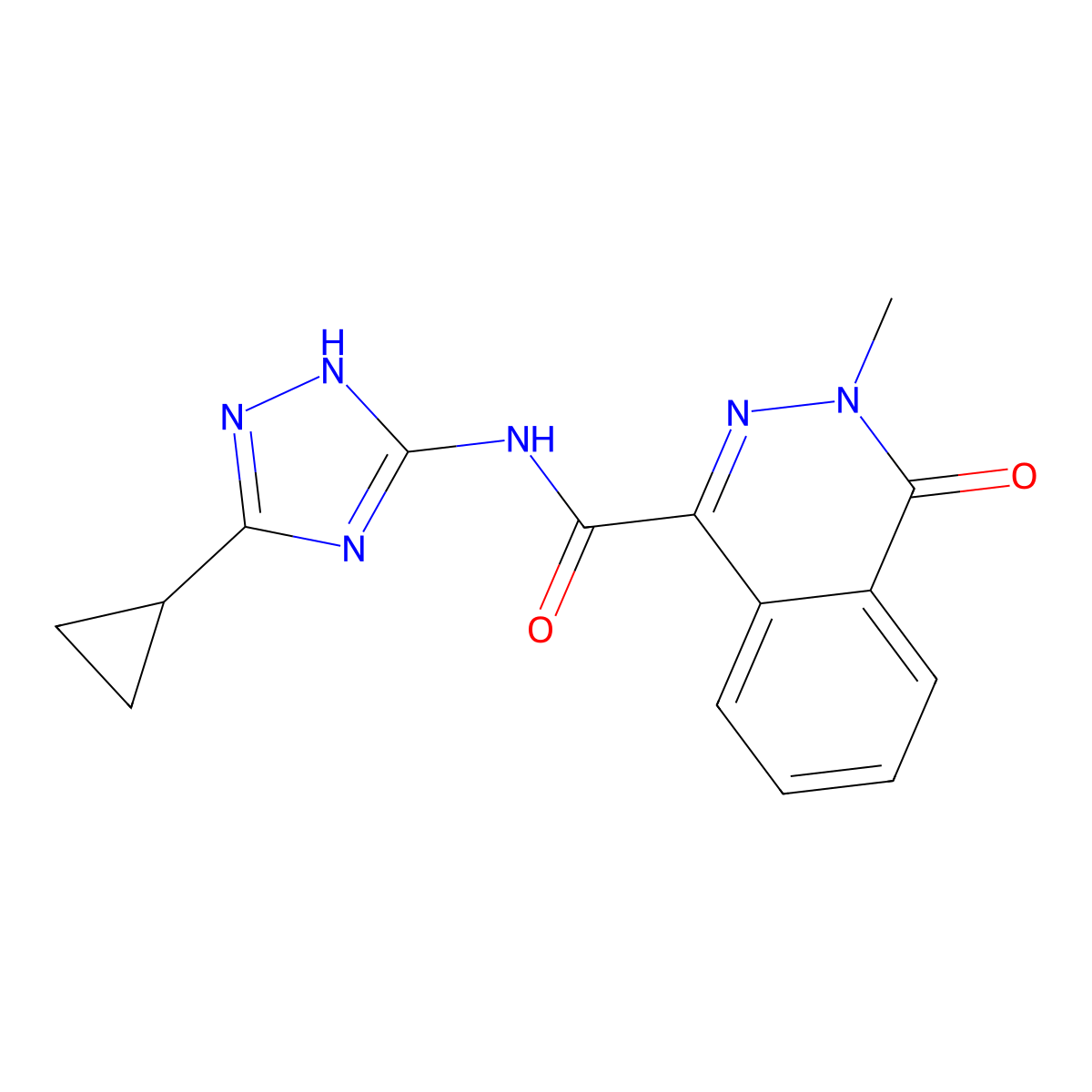 N-(3-cyclopropyl-1H-1,2,4-triazol-5-yl)-3-methyl-4-oxo-3,4-dihydrophthalazine-1-carboxamide molecular structure, CAS 1435996-13-6