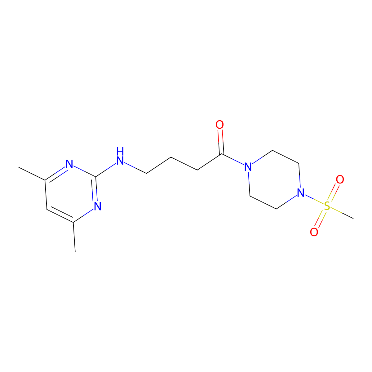 4-((4,6-Dimethylpyrimidin-2-yl)amino)-1-(4-(methylsulfonyl)piperazin-1-yl)butan-1-one molecular structure, CAS 1435996-15-8
