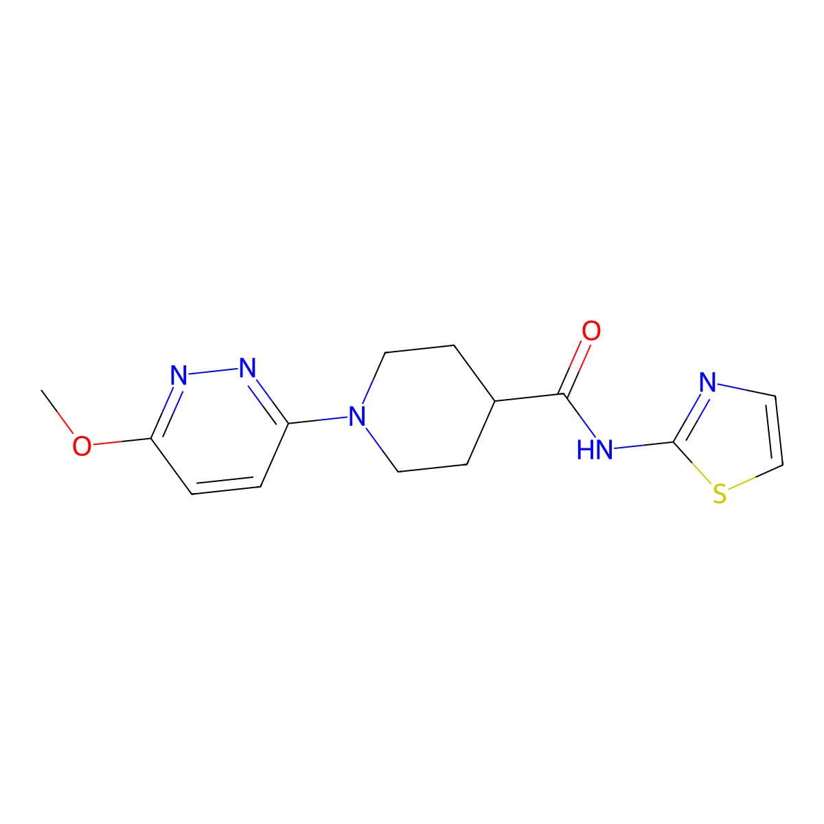 1-(6-methoxypyridazin-3-yl)-N-[(2Z)-1,3-thiazol-2(3H)-ylidene]piperidine-4-carboxamide molecular structure, CAS 1435996-18-1