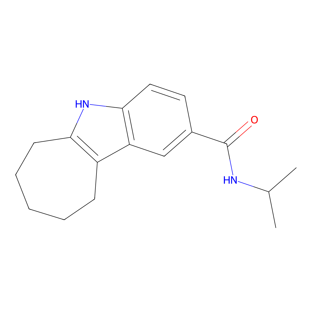 N-isopropyl-5,6,7,8,9,10-hexahydrocyclohepta[b]indole-2-carboxamide molecular structure, CAS 1435996-24-9