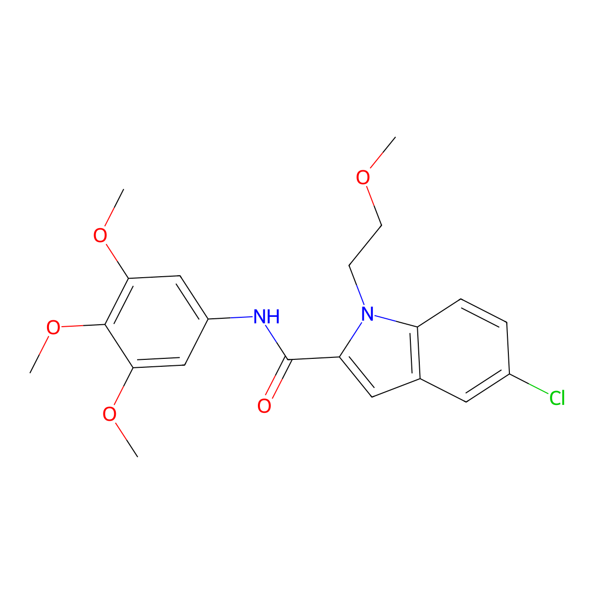 5-chloro-1-(2-methoxyethyl)-N-(3,4,5-trimethoxyphenyl)-1H-indole-2-carboxamide molecular structure, CAS 1435996-26-1