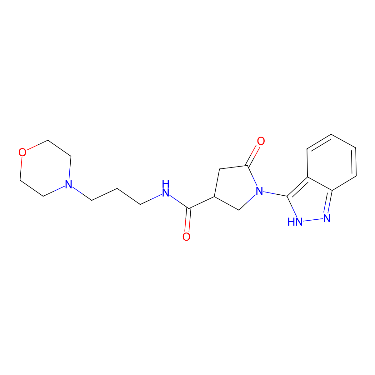 1-(1H-indazol-3-yl)-N-(3-morpholinopropyl)-5-oxo-3-pyrrolidinecarboxamide molecular structure, CAS 1435996-36-3