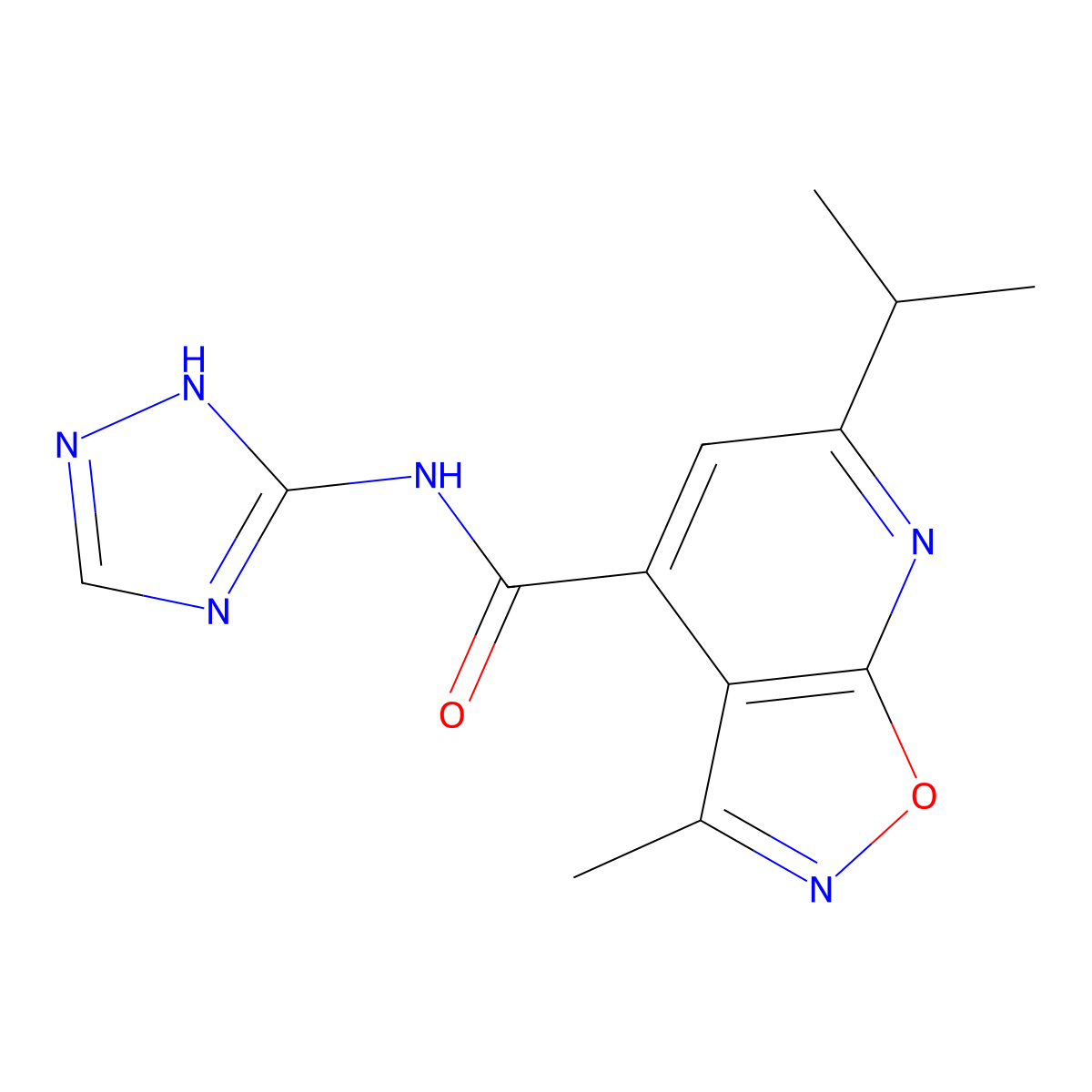 3-methyl-6-(propan-2-yl)-N-(4H-1,2,4-triazol-3-yl)[1,2]oxazolo[5,4-b]pyridine-4-carboxamide molecular structure, CAS 1435996-61-4