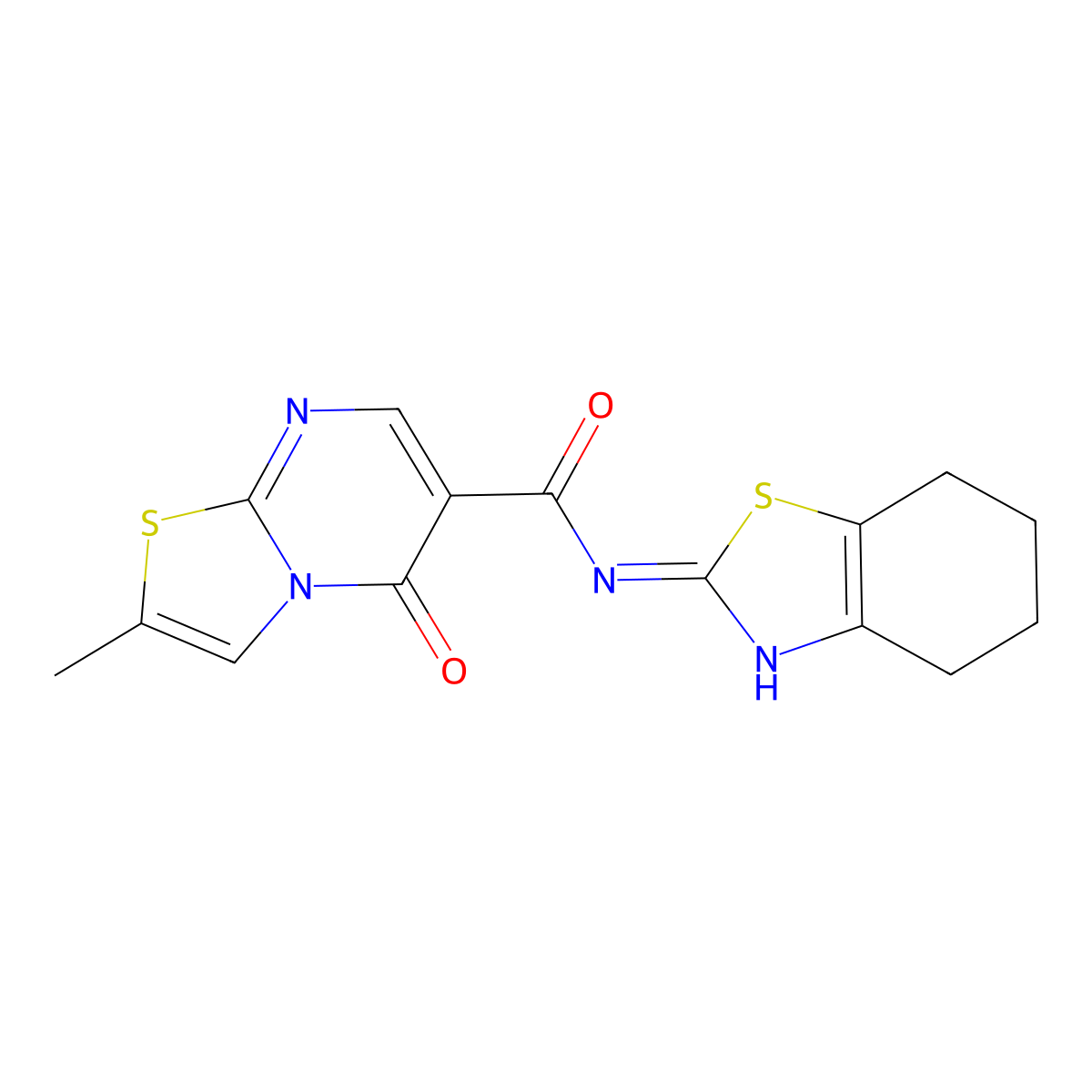 2-methyl-5-oxo-N-(4,5,6,7-tetrahydrobenzo[d]thiazol-2-yl)-5H-thiazolo[3,2-a]pyrimidine-6-carboxamide molecular structure, CAS 1435996-62-5