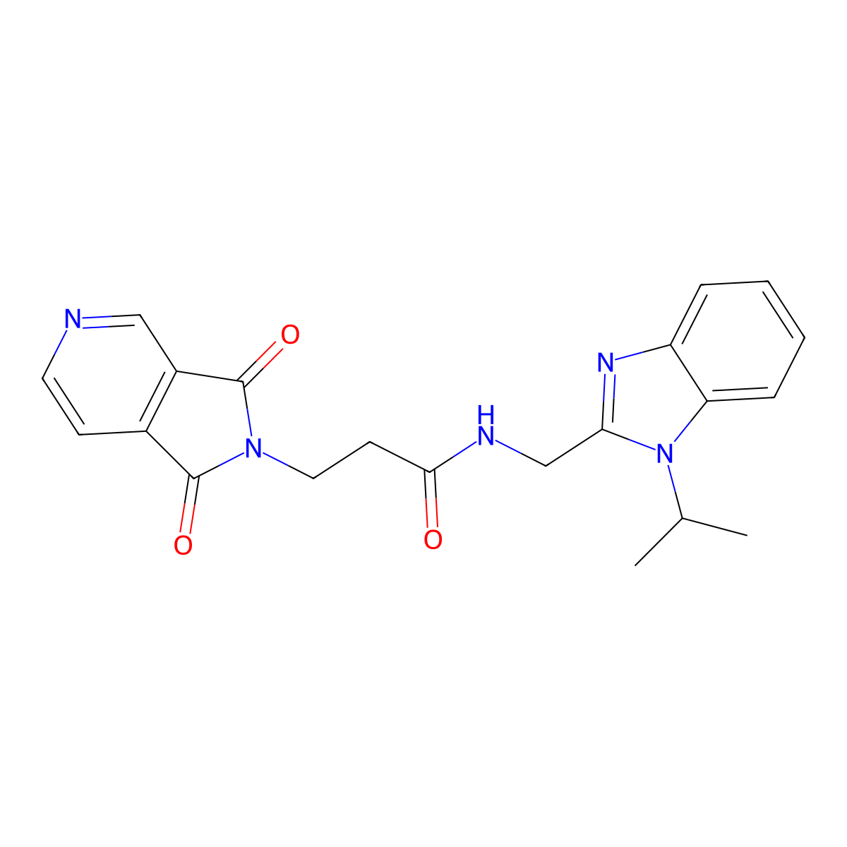 3-(1,3-dioxo-1,3-dihydro-2H-pyrrolo[3,4-c]pyridin-2-yl)-N-[(1-isopropyl-1H-1,3-benzimidazol-2-yl)methyl]propanamide molecular structure, CAS 1435996-71-6