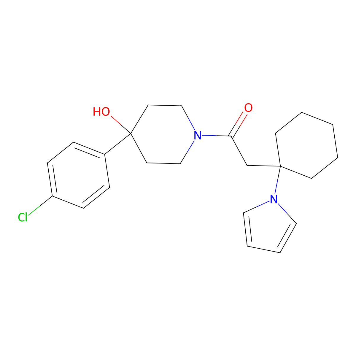 1-[4-(4-chlorophenyl)-4-hydroxypiperidin-1-yl]-2-[1-(1H-pyrrol-1-yl)cyclohexyl]ethanone molecular structure, CAS 1435996-75-0