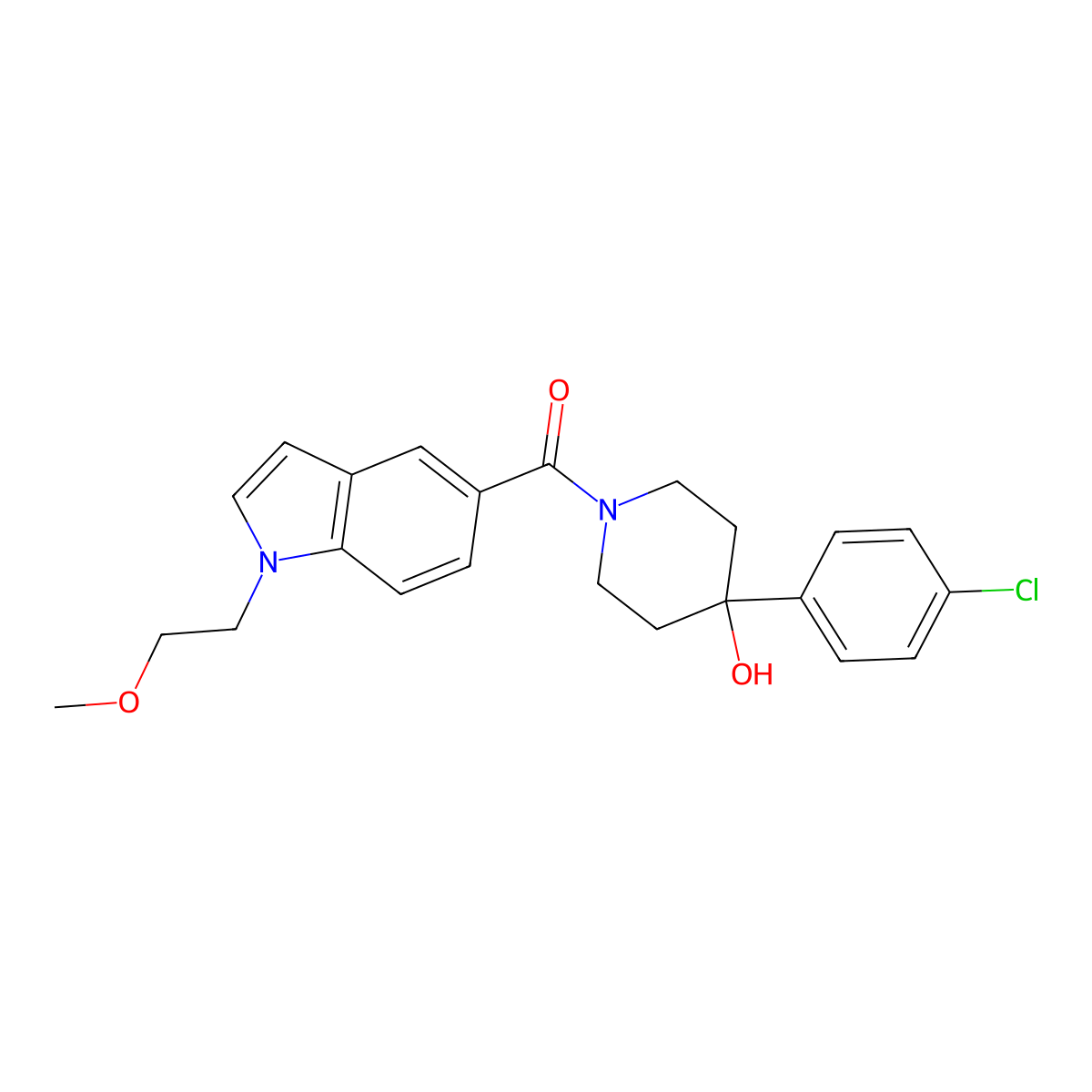 [4-(4-chlorophenyl)-4-hydroxypiperidin-1-yl][1-(2-methoxyethyl)-1H-indol-5-yl]methanone molecular structure, CAS 1435996-80-7