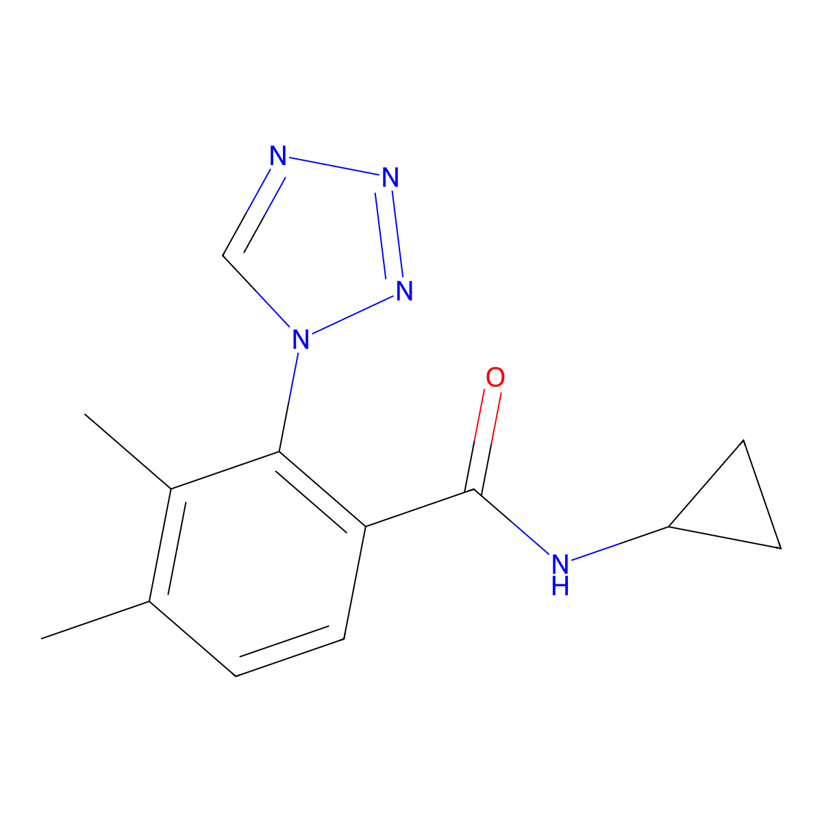 N-cyclopropyl-3,4-dimethyl-2-(1H-tetrazol-1-yl)benzamide molecular structure, CAS 1435996-82-9