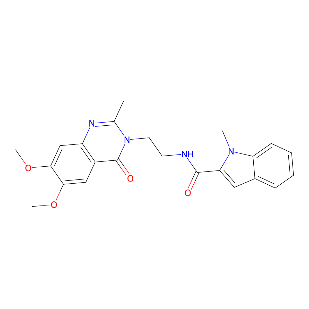 N-[2-(6,7-dimethoxy-2-methyl-4-oxoquinazolin-3(4H)-yl)ethyl]-1-methyl-1H-indole-2-carboxamide molecular structure, CAS 1435996-83-0