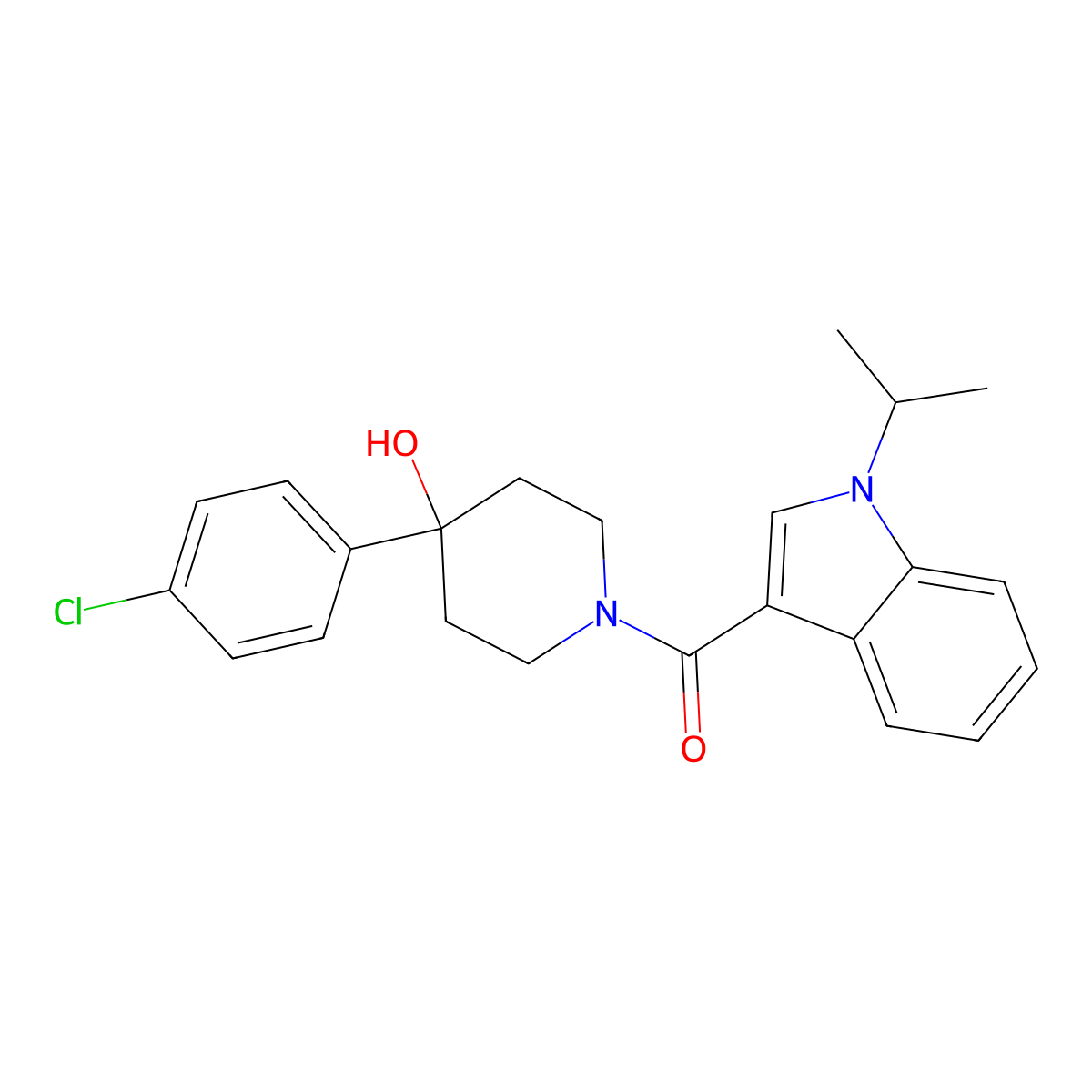 [4-(4-chlorophenyl)-4-hydroxypiperidino](1-isopropyl-1H-indol-3-yl)methanone molecular structure, CAS 1435996-86-3