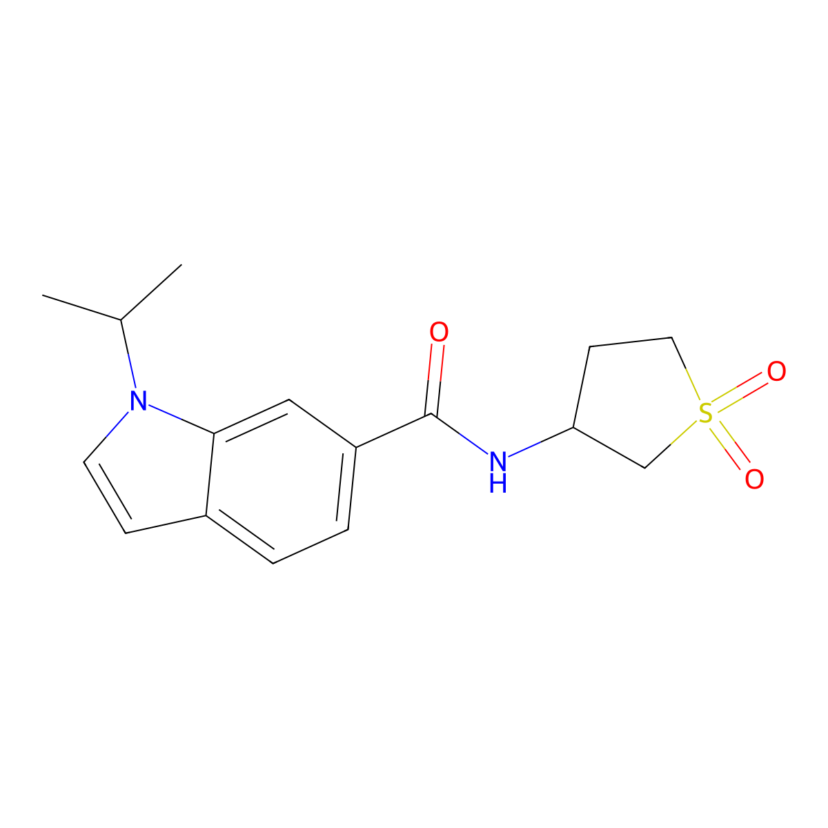 N-(1,1-dioxidotetrahydrothiophen-3-yl)-1-(propan-2-yl)-1H-indole-6-carboxamide molecular structure, CAS 1435996-97-6