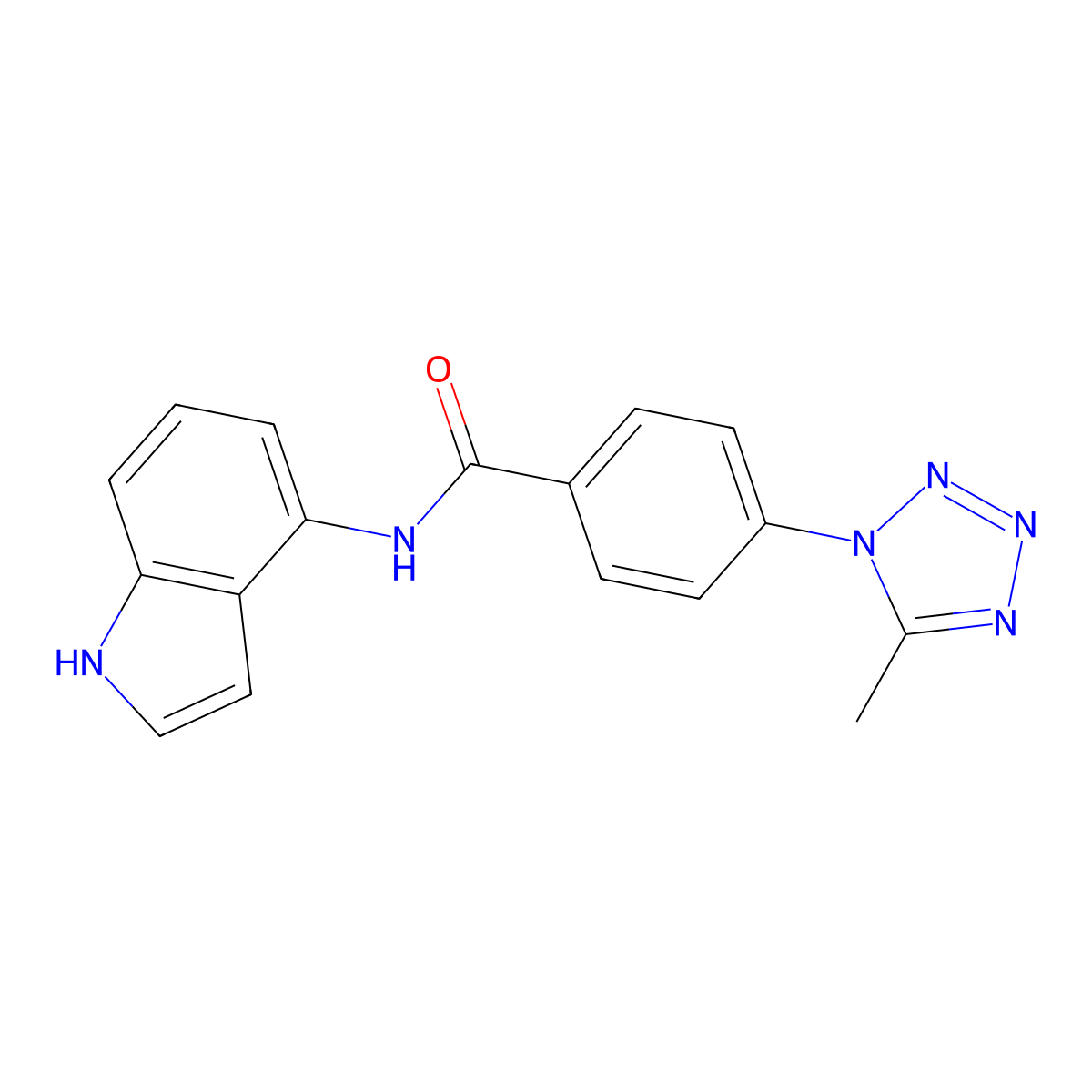 N-(1H-indol-4-yl)-4-(5-methyl-1H-tetrazol-1-yl)benzamide molecular structure, CAS 1435997-08-2
