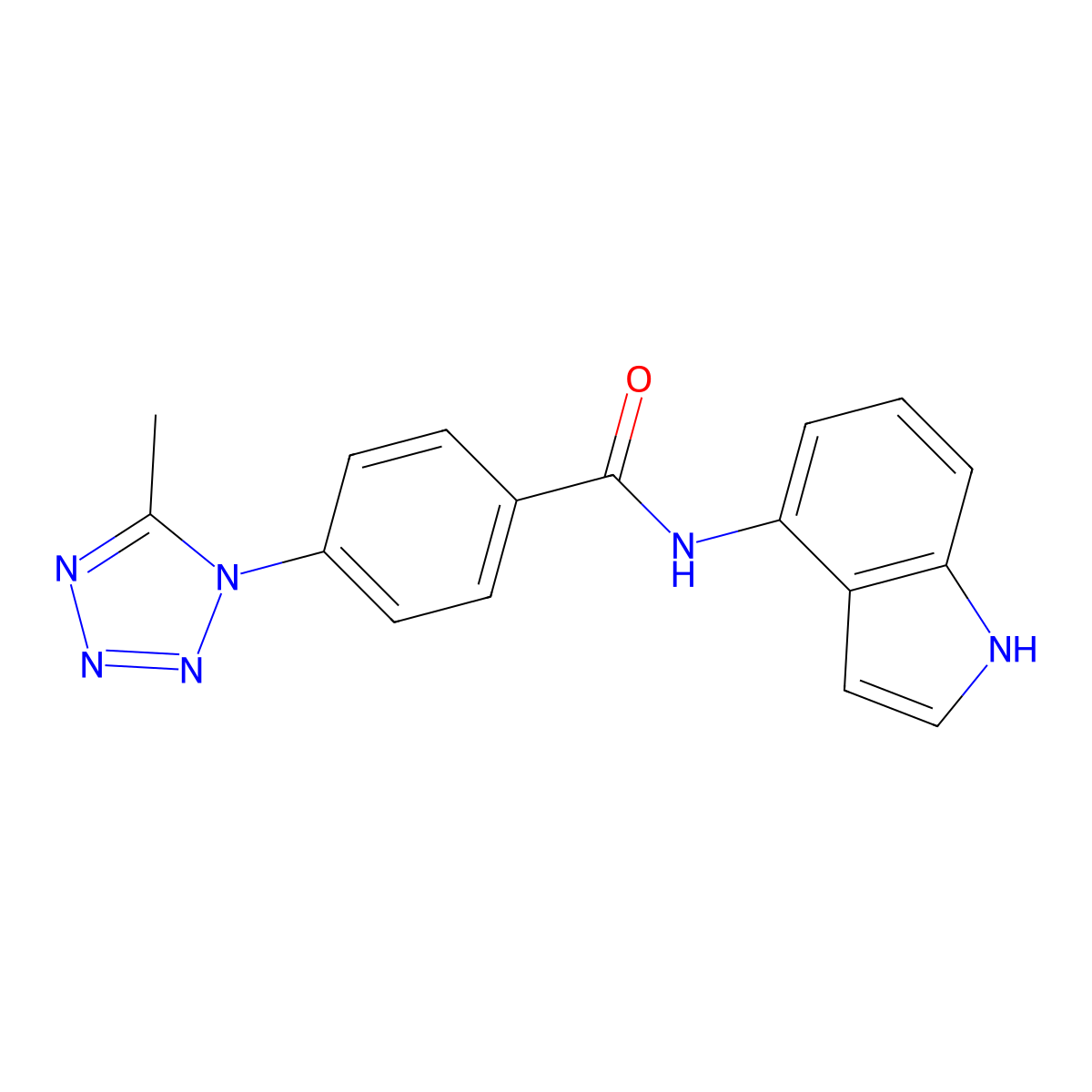 N-(1H-indol-4-yl)-4-(5-methyl-1H-tetrazol-1-yl)benzamide molecular structure, CAS 1435997-08-2