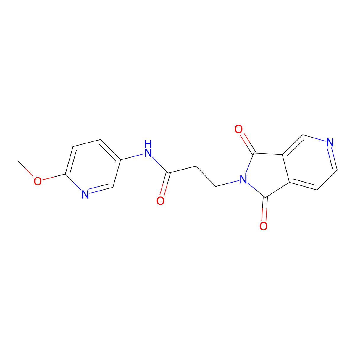 3-(1,3-dioxo-1,3-dihydro-2H-pyrrolo[3,4-c]pyridin-2-yl)-N-(6-methoxypyridin-3-yl)propanamide molecular structure, CAS 1435997-17-3