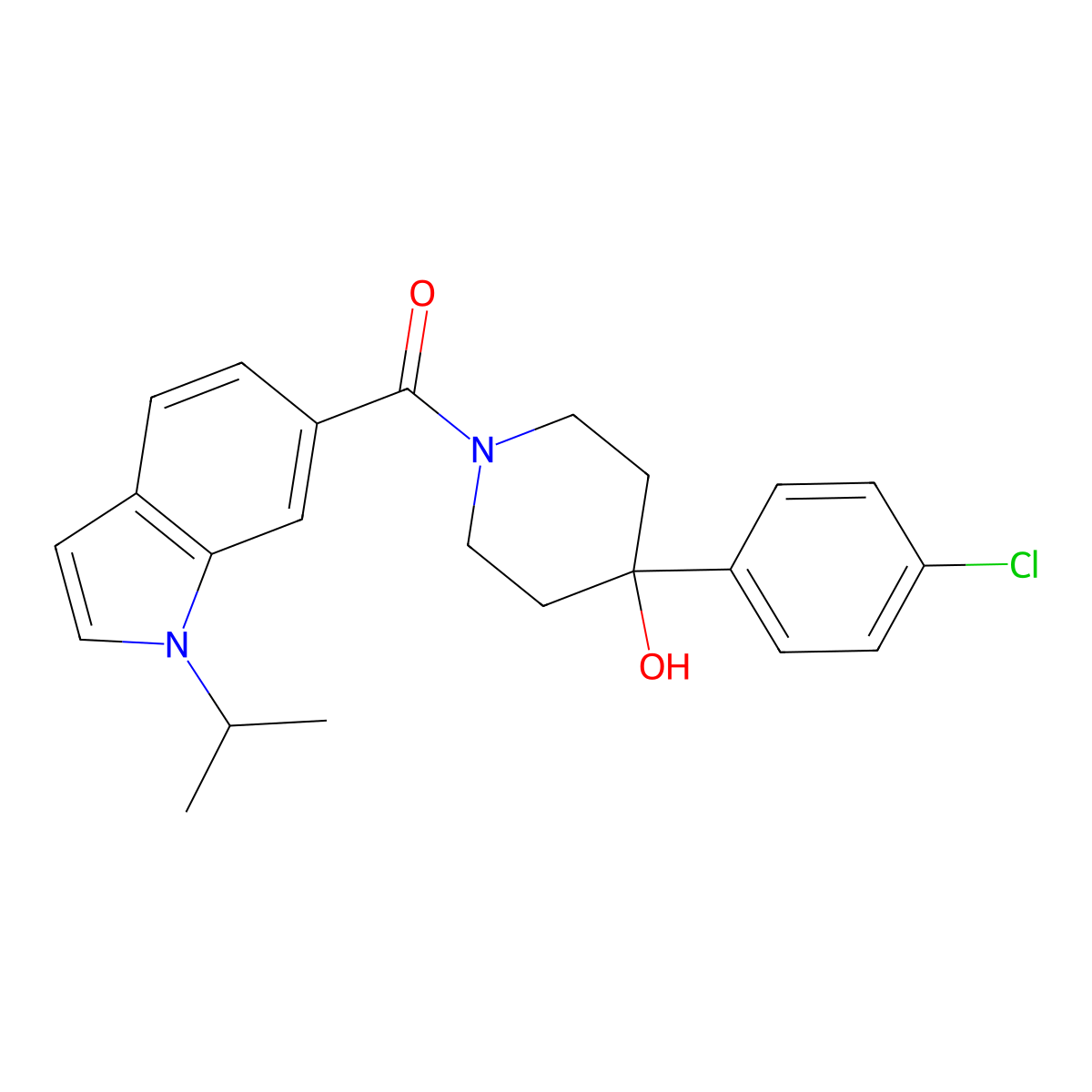 [4-(4-chlorophenyl)-4-hydroxypiperidino](1-isopropyl-1H-indol-6-yl)methanone molecular structure, CAS 1435997-26-4