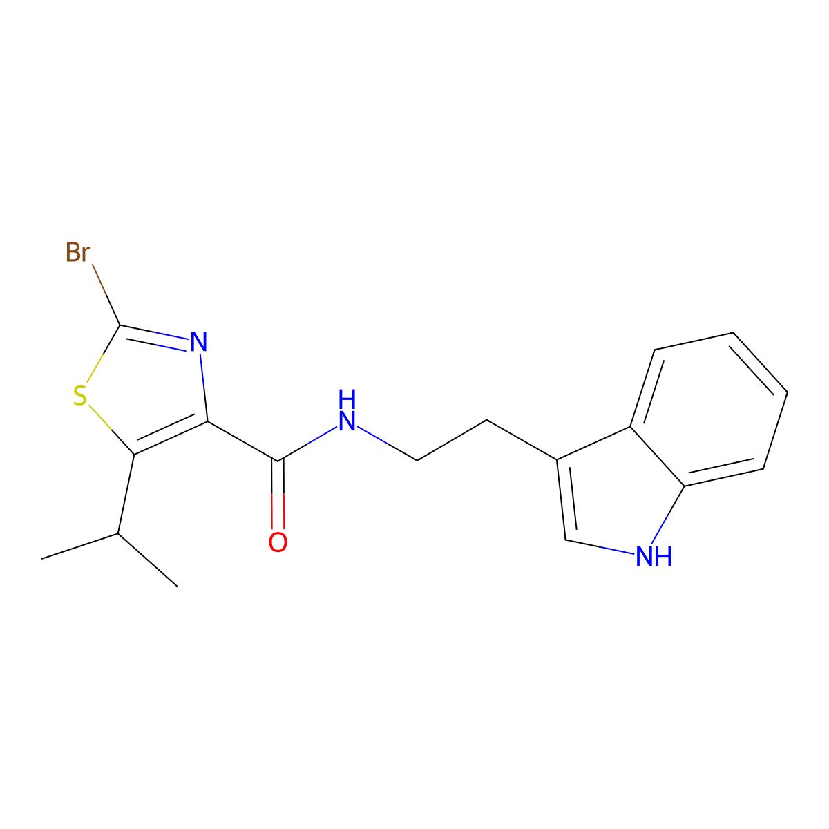 2-bromo-N-[2-(1H-indol-3-yl)ethyl]-5-isopropyl-1,3-thiazole-4-carboxamide molecular structure, CAS 1435997-27-5
