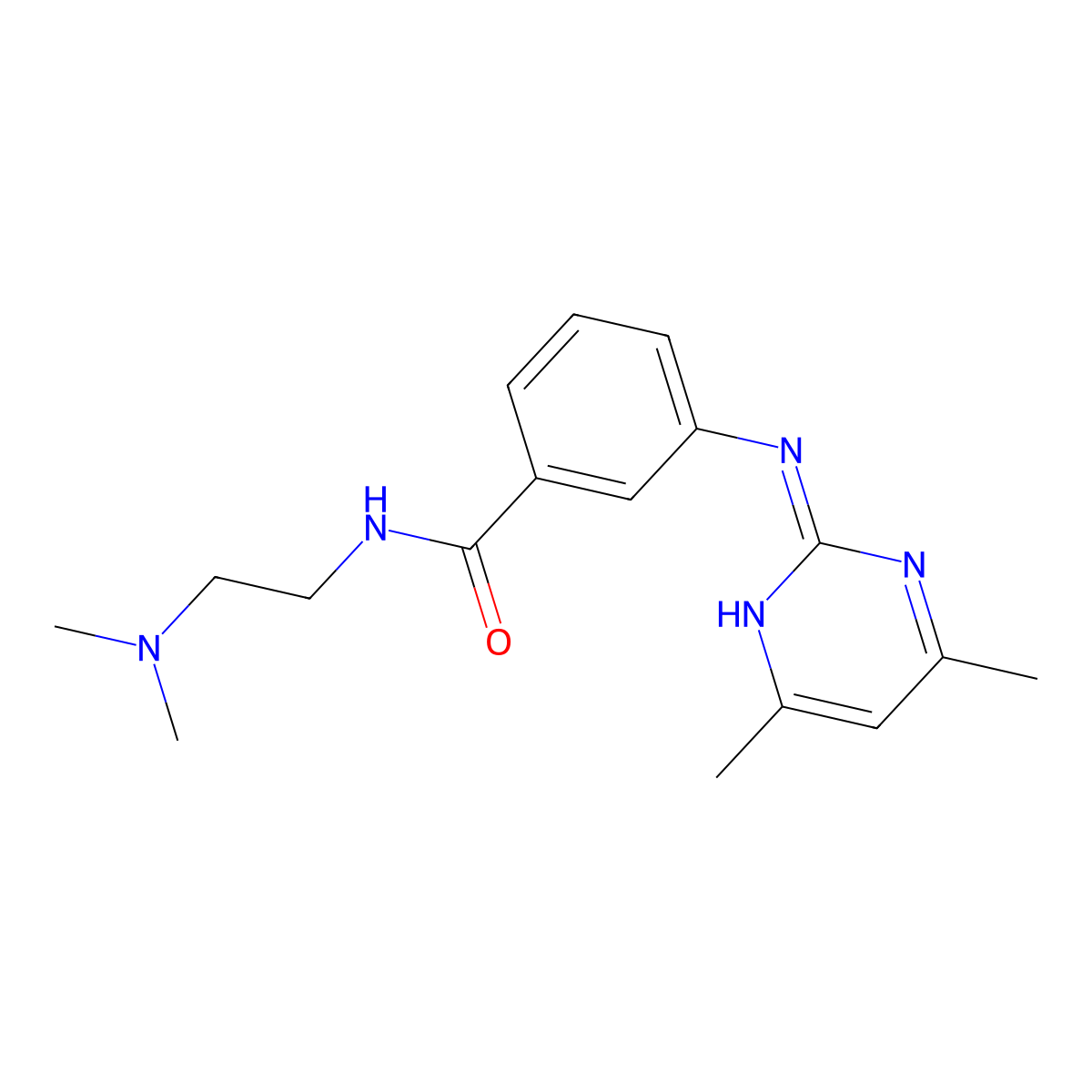 N-(2-(dimethylamino)ethyl)-3-((4,6-dimethylpyrimidin-2-yl)amino)benzamide molecular structure, CAS 1435997-40-2