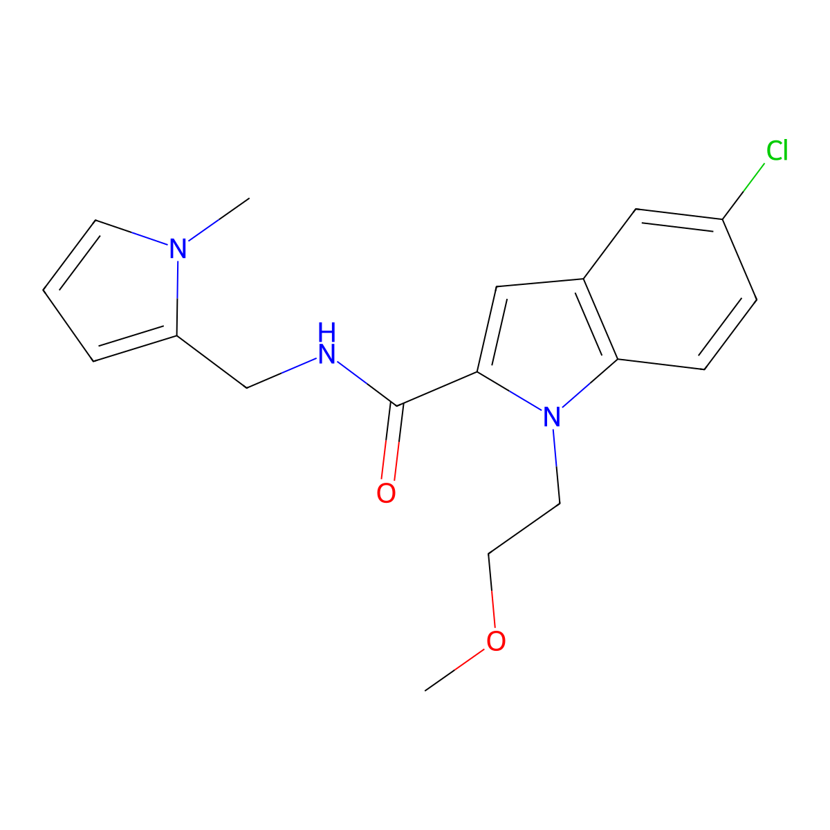 5-chloro-1-(2-methoxyethyl)-N-[(1-methyl-1H-pyrrol-2-yl)methyl]-1H-indole-2-carboxamide molecular structure, CAS 1435997-45-7