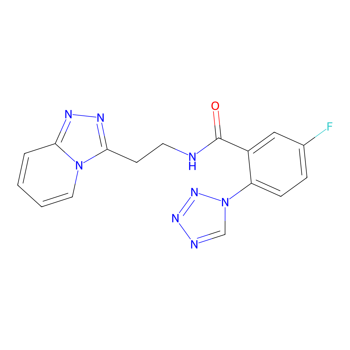 C16H13FN8O molecular structure, CAS 1435997-47-9