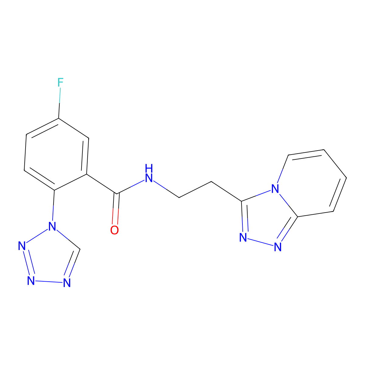 C16H13FN8O molecular structure, CAS 1435997-47-9
