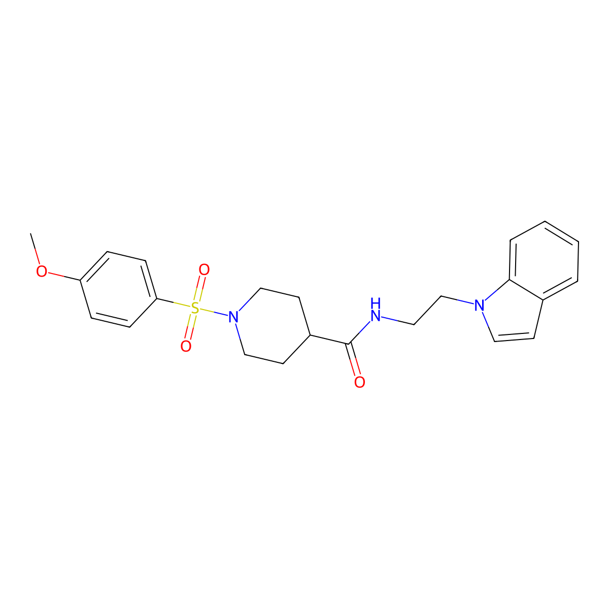 N-[2-(1H-indol-1-yl)ethyl]-1-[(4-methoxyphenyl)sulfonyl]-4-piperidinecarboxamide molecular structure, CAS 1435997-48-0