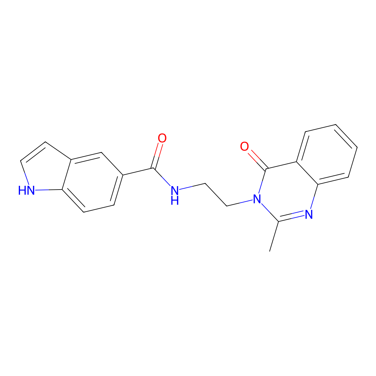 N-[2-(2-methyl-4-oxoquinazolin-3(4H)-yl)ethyl]-1H-indole-5-carboxamide molecular structure, CAS 1435997-62-8