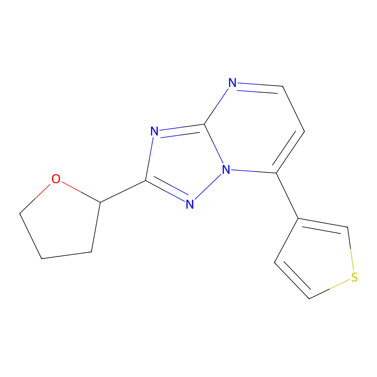 2-(Tetrahydrofuran-2-yl)-7-(thiophen-3-yl)[1,2,4]triazolo[1,5-a]pyrimidine molecular structure, CAS 1435997-66-2
