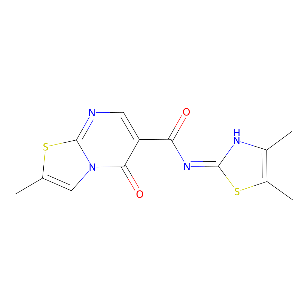 N-(4,5-dimethyl-1,3-thiazol-2-yl)-2-methyl-5-oxo-5H-[1,3]thiazolo[3,2-a]pyrimidine-6-carboxamide molecular structure, CAS 1435997-79-7