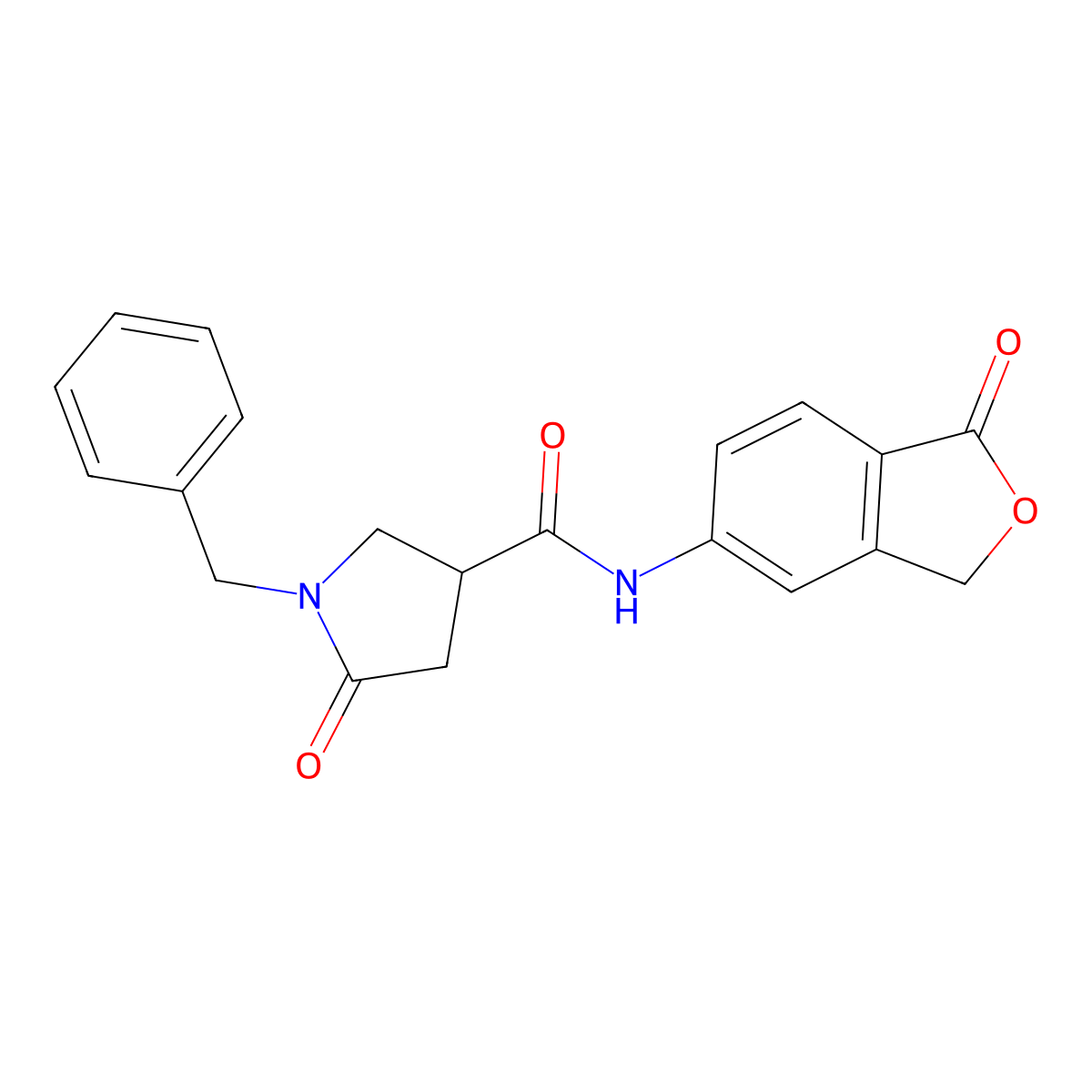 1-benzyl-5-oxo-N-(1-oxo-1,3-dihydro-2-benzofuran-5-yl)pyrrolidine-3-carboxamide molecular structure, CAS 1435997-81-1