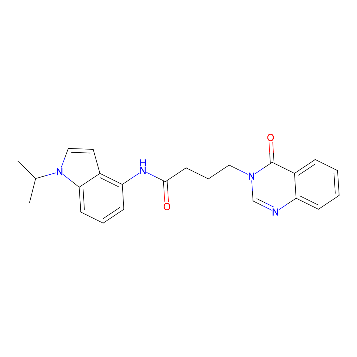 N-(1-isopropyl-1H-indol-4-yl)-4-[4-oxo-3(4H)-quinazolinyl]butanamide molecular structure, CAS 1435997-90-2