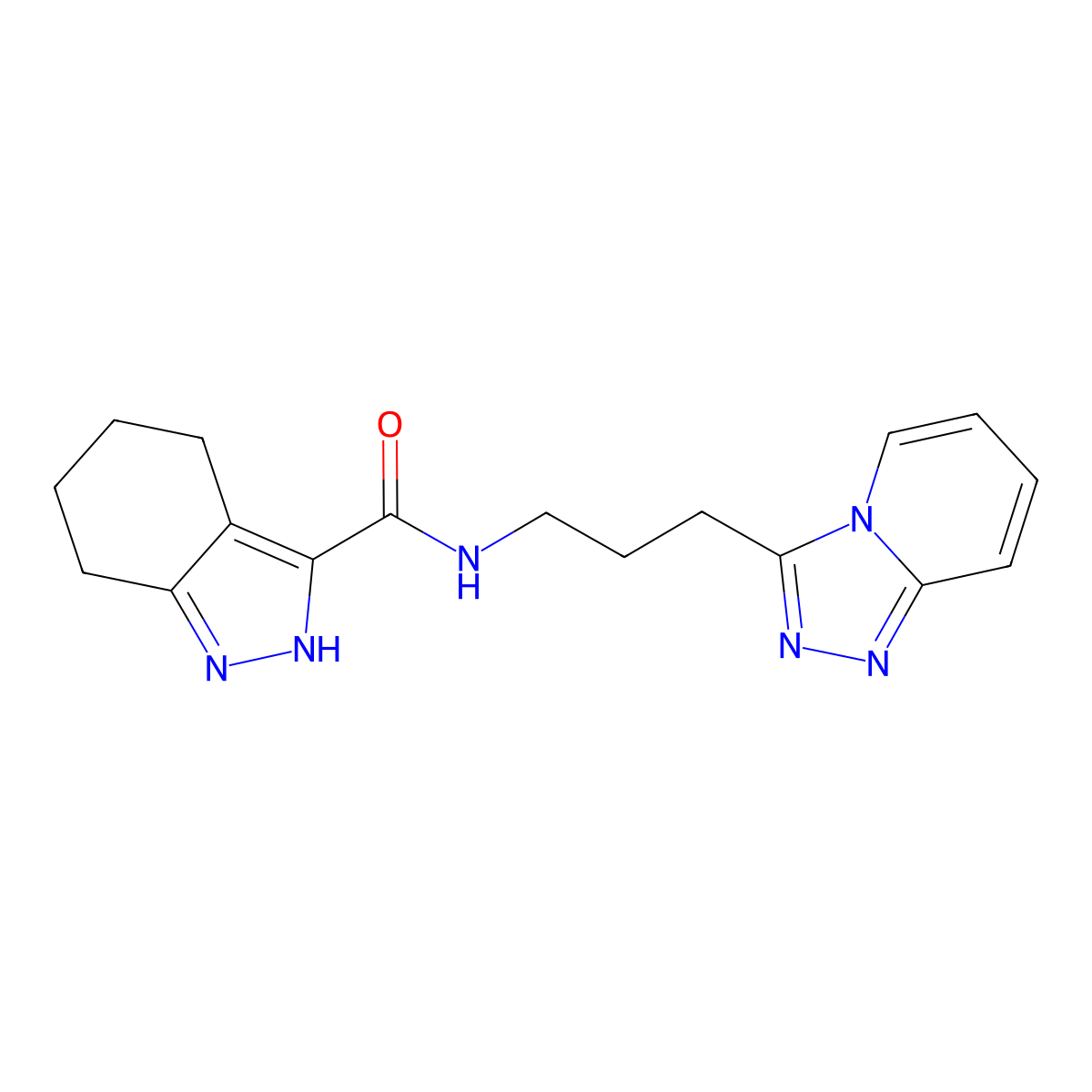 N-(3-[1,2,4]triazolo[4,3-a]pyridin-3-ylpropyl)-4,5,6,7-tetrahydro-1H-indazole-3-carboxamide molecular structure, CAS 1435997-97-9