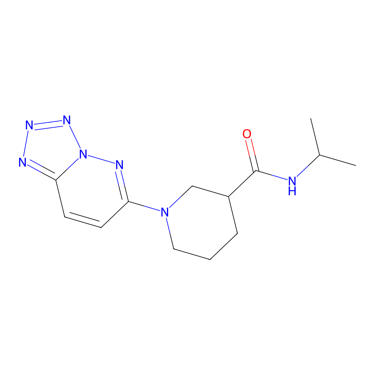 N-isopropyl-1-[1,2,3,4]tetraazolo[1,5-b]pyridazin-6-yl-3-piperidinecarboxamide molecular structure, CAS 1435997-99-1