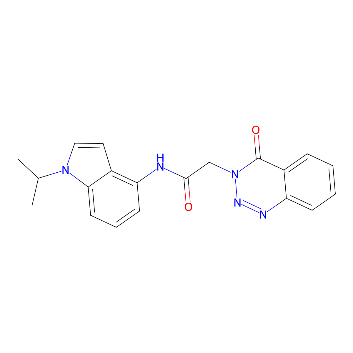 2-(4-oxo-1,2,3-benzotriazin-3(4H)-yl)-N-[1-(propan-2-yl)-1H-indol-4-yl]acetamide molecular structure, CAS 1435998-03-0