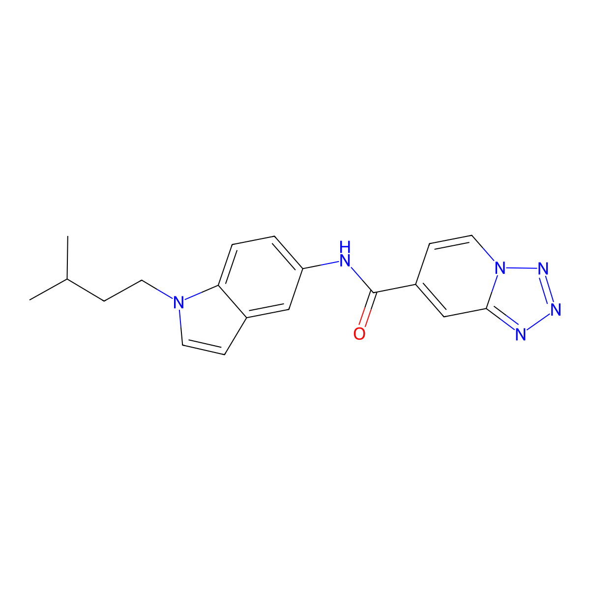 N-[1-(3-methylbutyl)-1H-indol-5-yl]tetrazolo[1,5-a]pyridine-7-carboxamide molecular structure, CAS 1435998-09-6