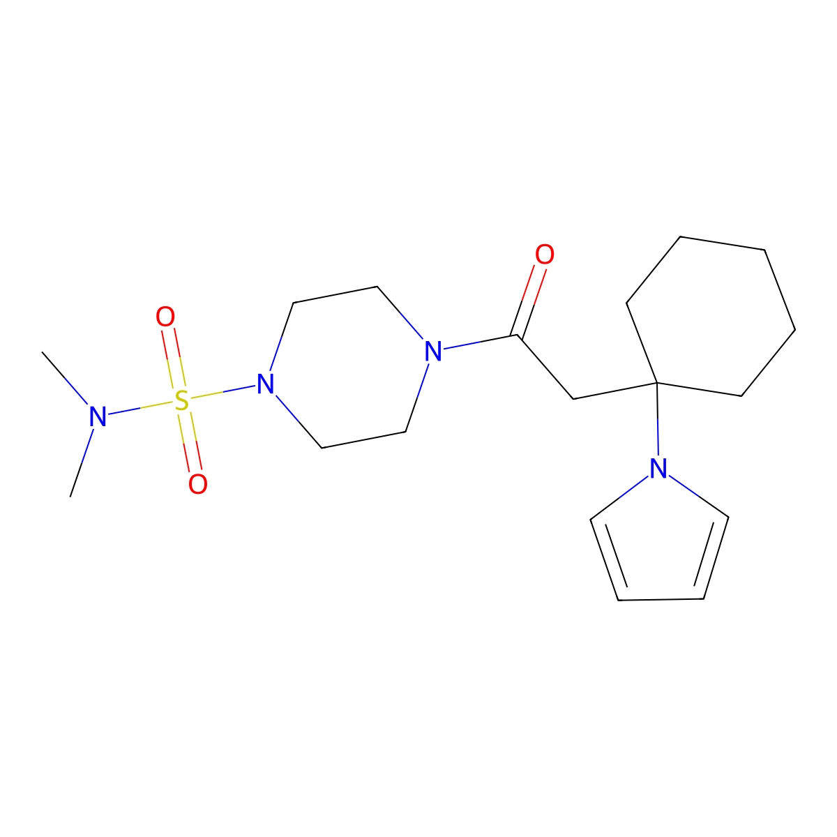 N,N-dimethyl-4-{[1-(1H-pyrrol-1-yl)cyclohexyl]acetyl}piperazine-1-sulfonamide molecular structure, CAS 1435998-20-1