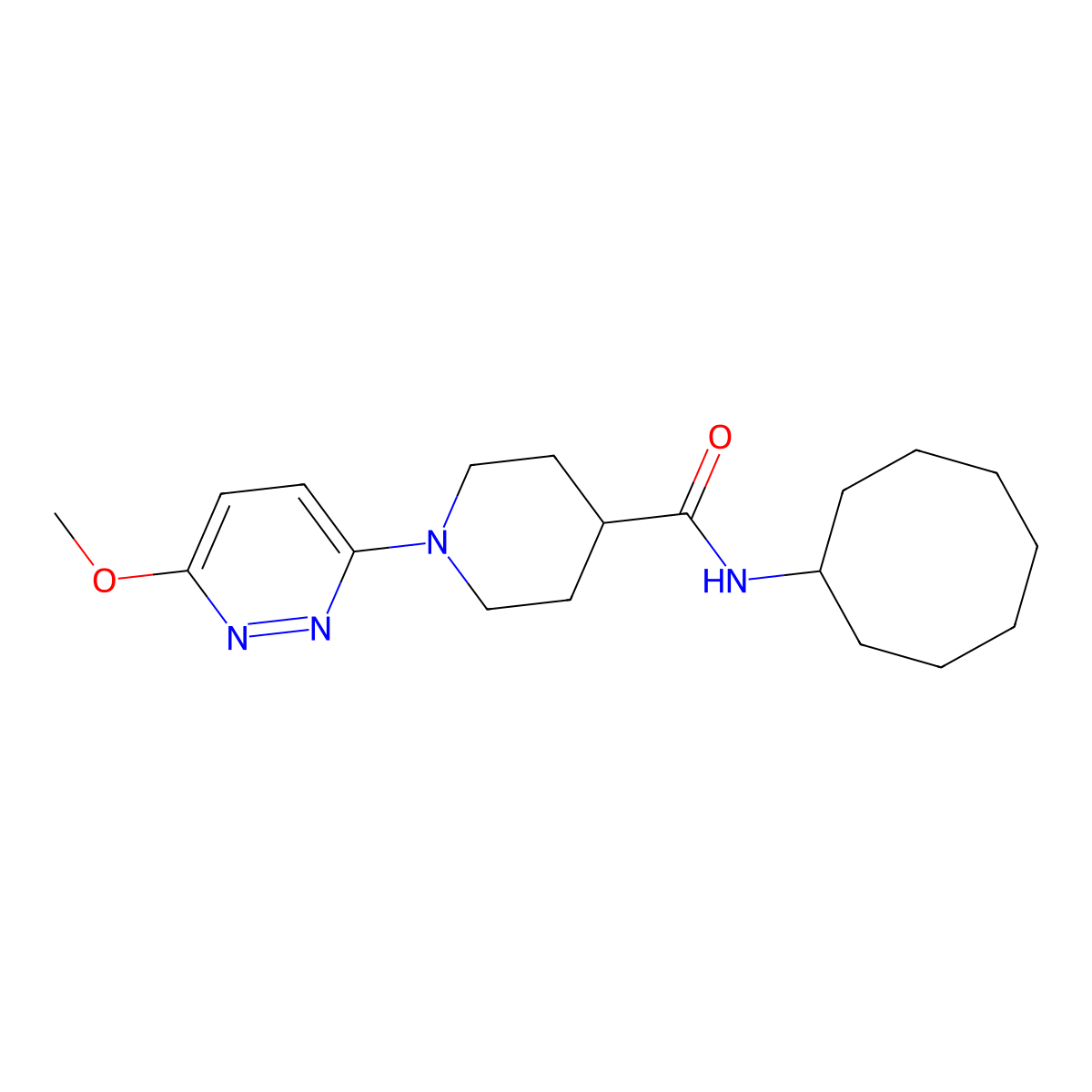 N-cyclooctyl-1-(6-methoxypyridazin-3-yl)piperidine-4-carboxamide molecular structure, CAS 1435998-28-9