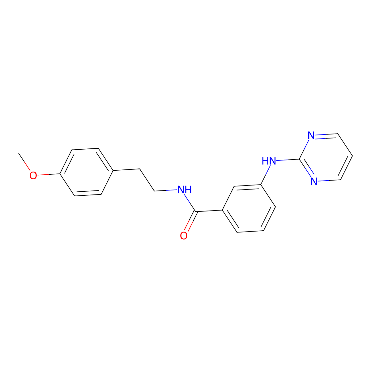 N-(4-methoxyphenethyl)-3-(2-pyrimidinylamino)benzamide molecular structure, CAS 1435998-39-2